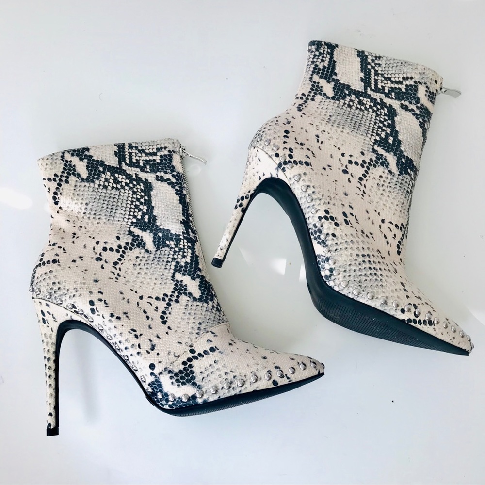 Steve Madden Boot Heels with animal print pattern.